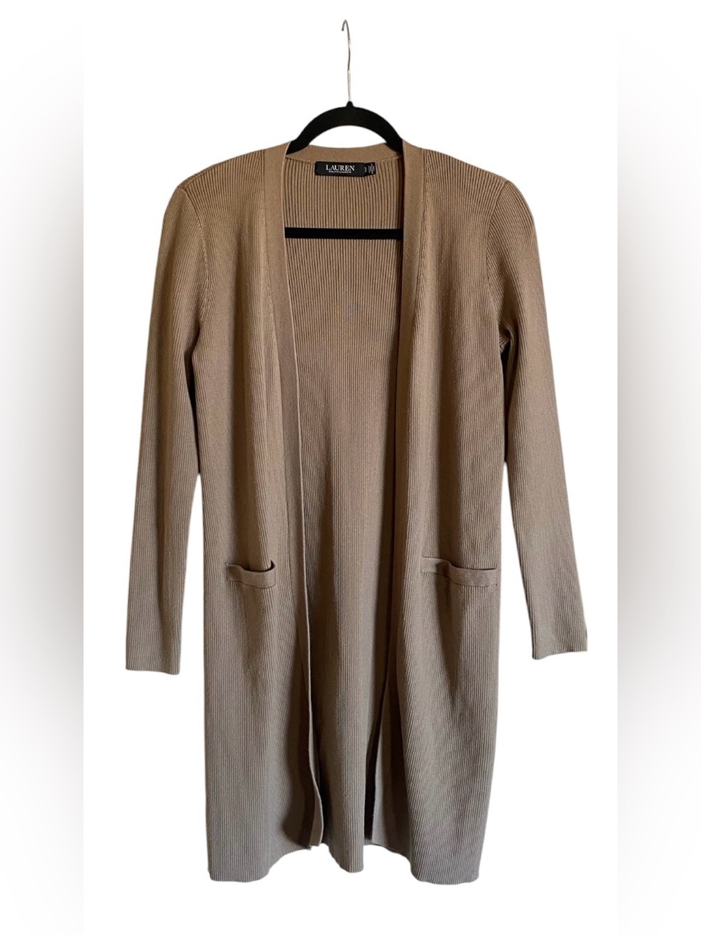 Women’s Lauren RALPH LAUREN Tan Cardigan Sweater with Pockets S